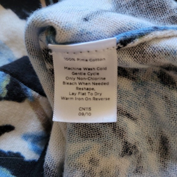 Talbots Cardigan Sweater Top Womens Small Blue Beige Floral Pima Cotton Career - Picture 5 of 10